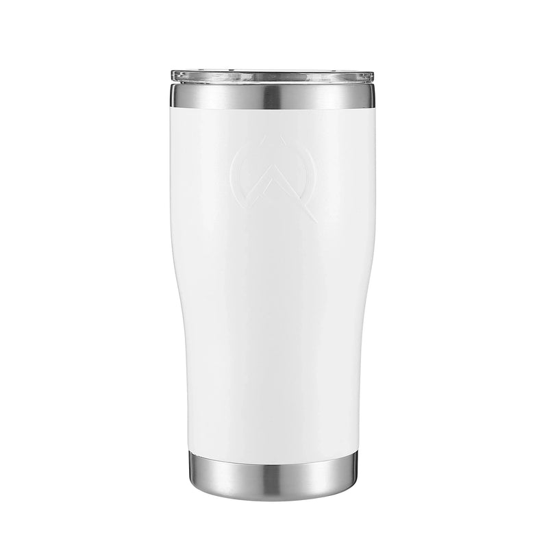 Load image into Gallery viewer, Arctic white 20oz insulated stainless steel tumbler with clear lid and silver accents
