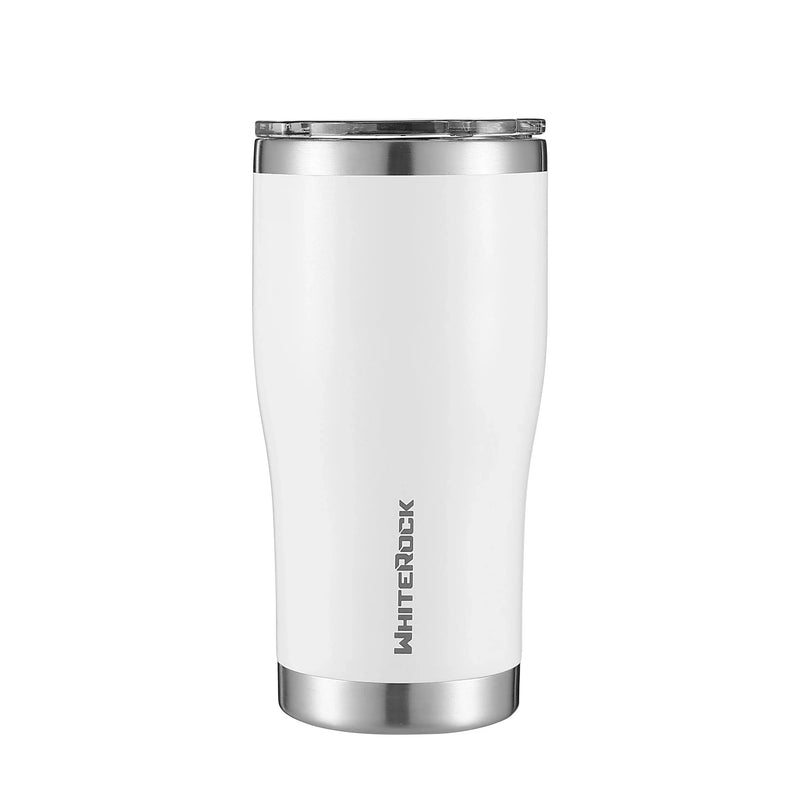 Load image into Gallery viewer, WhiteRock 20oz Arctic White insulated stainless steel tumbler with clear lid
