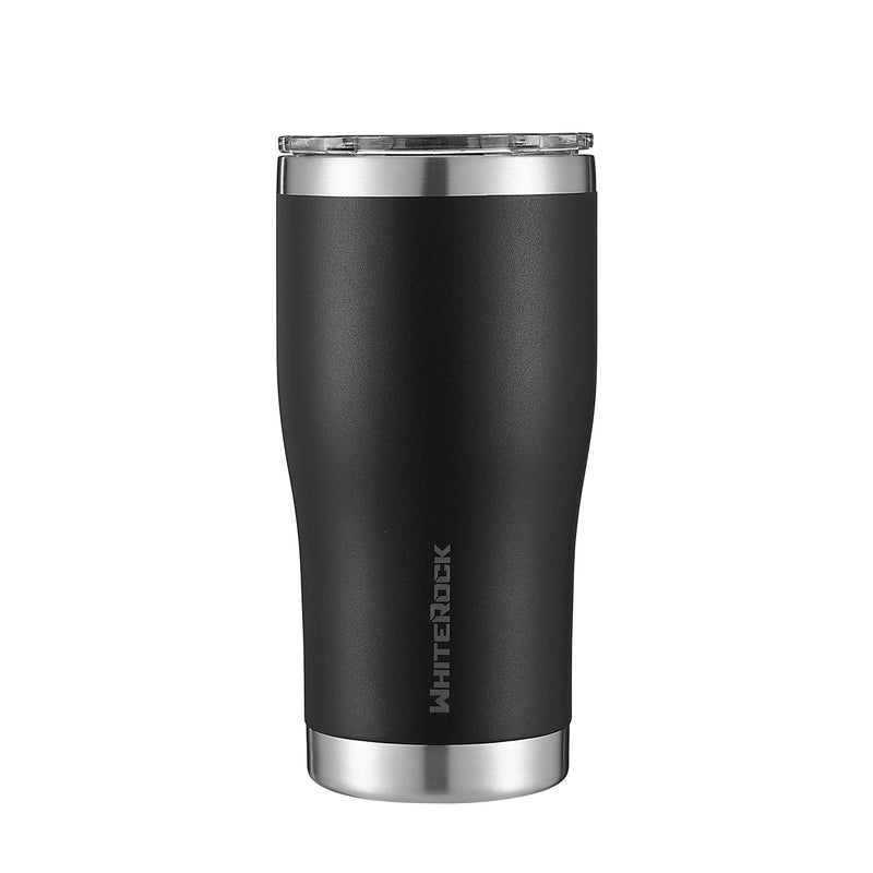 Load image into Gallery viewer, Black WhiteRock 20oz stainless steel insulated tumbler with clear lid
