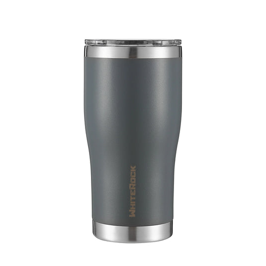 WhiteRock 20oz charcoal insulated stainless steel tumbler with clear lid