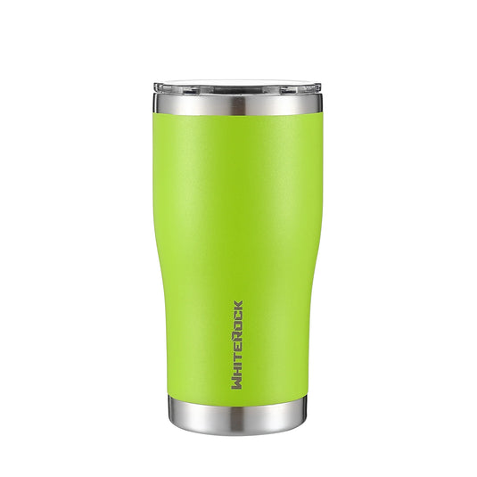 WhiteRock insulated 20oz lime green tumbler with stainless steel accents and clear lid