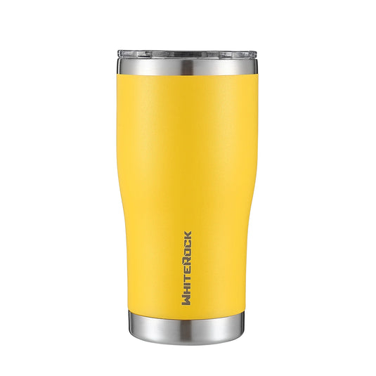Yellow WhiteRock insulated stainless steel tumbler with clear lid