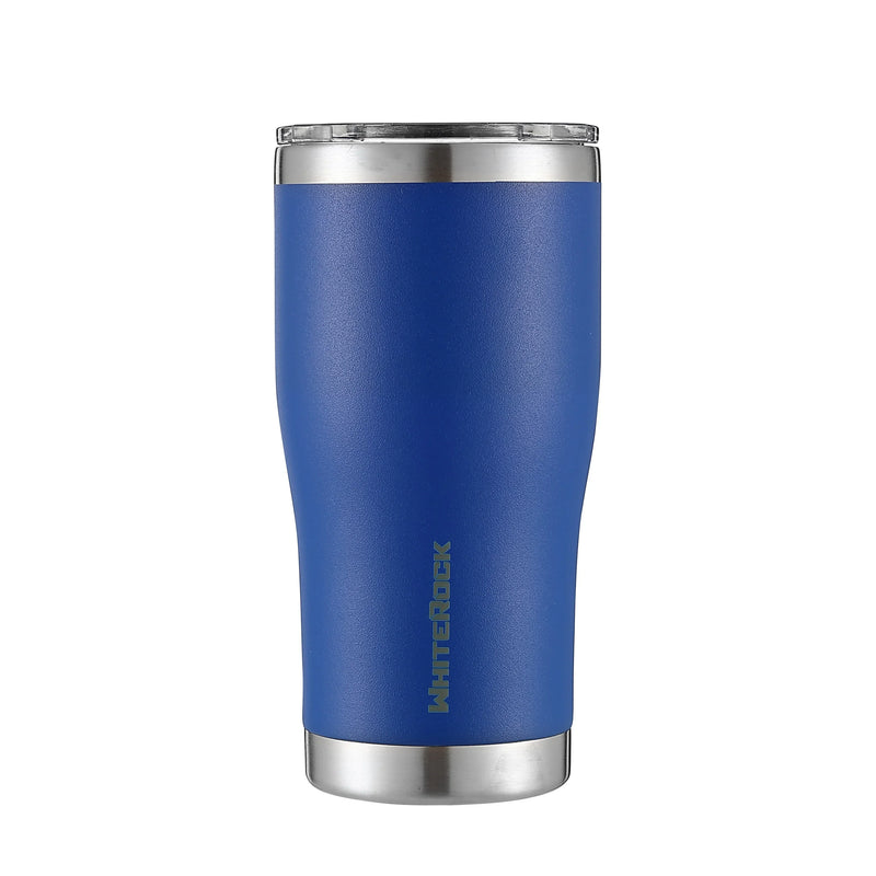 Load image into Gallery viewer, Cobalt blue WhiteRock insulated 20oz travel tumbler with silver stainless steel rim and base
