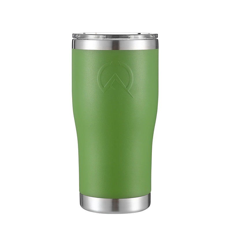 Load image into Gallery viewer, Forest green insulated stainless steel travel tumbler with silver lid and base
