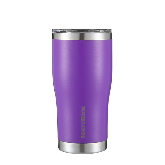 Lavender WhiteRock insulated stainless steel tumbler with clear lid, sleek design