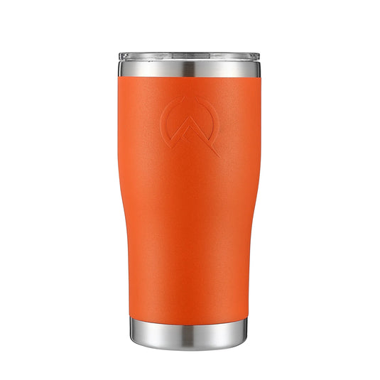 White Rock 20oz insulated tumbler in luminous orange with stainless steel rim and bottom