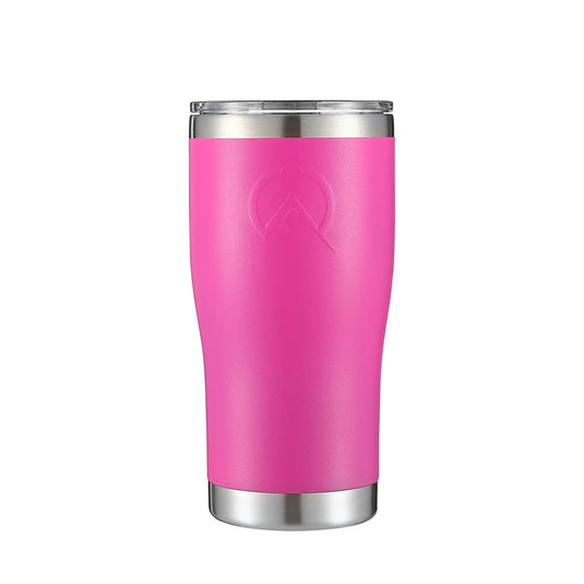 20oz pink stainless steel insulated tumbler with clear lid and matte finish