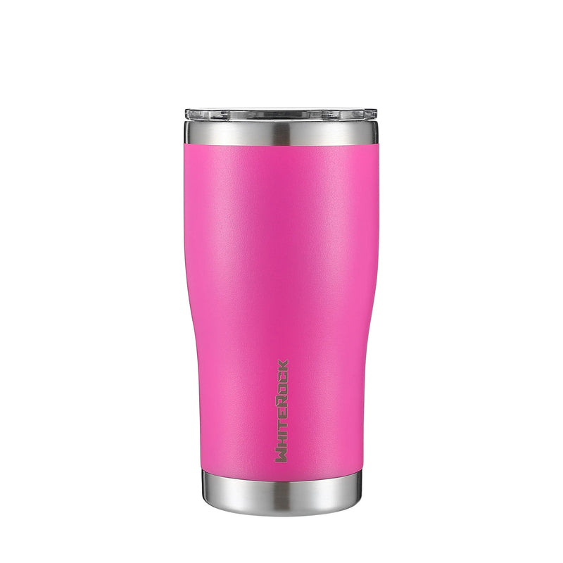 Load image into Gallery viewer, WhiteRock 20oz insulated stainless steel tumbler in Parisian pink with clear lid

