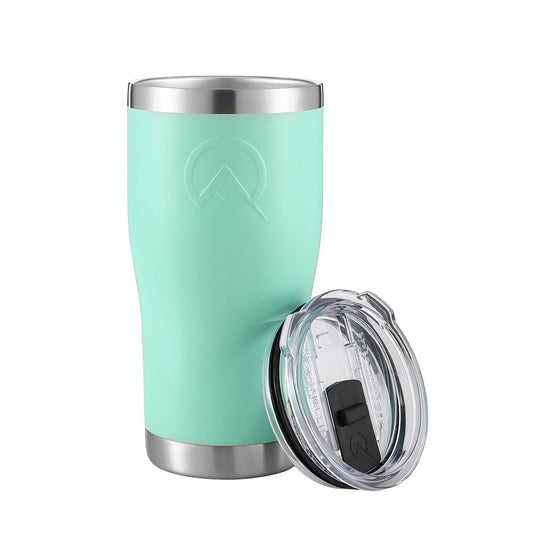20oz teal green insulated stainless steel tumbler with clear plastic lid