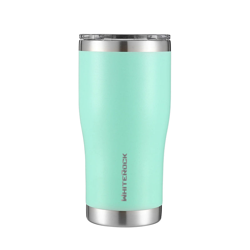 Load image into Gallery viewer, WhiteRock 20oz teal green insulated stainless steel tumbler with clear lid
