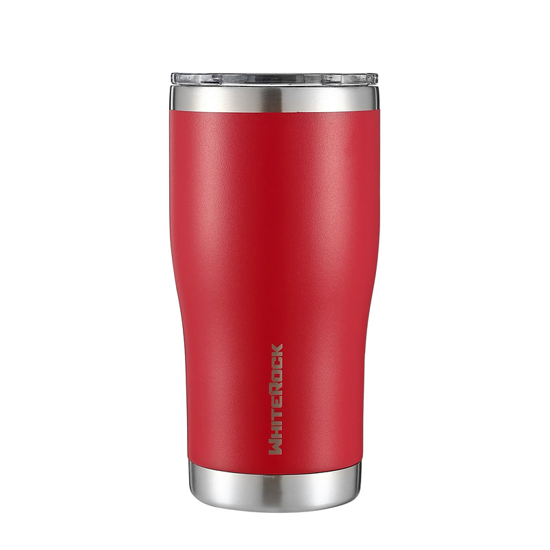 Load image into Gallery viewer, Red White Rock insulated 20 oz tumbler with stainless steel rim and clear lid
