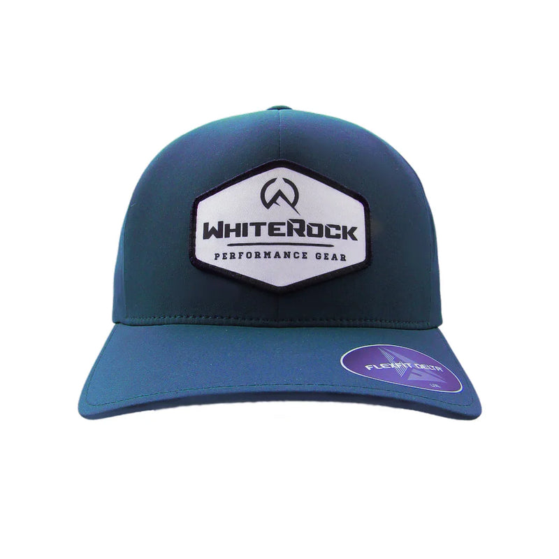 Load image into Gallery viewer, Blue WhiteRock Performance Gear baseball cap with logo patch and Flexfit Delta sticker
