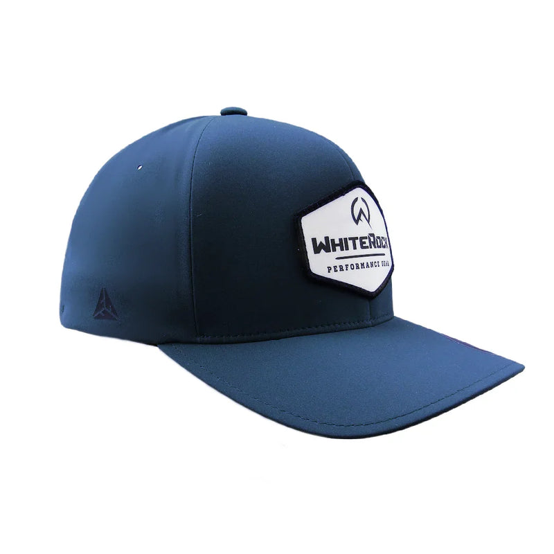 Load image into Gallery viewer, Dark blue WhiteRock Performance Gear baseball cap with curved brim and logo patch
