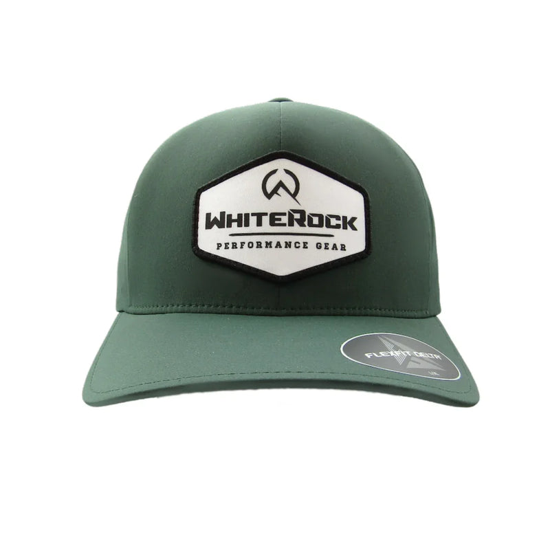 Load image into Gallery viewer, Green WhiteRock performance gear baseball cap with black and white logo patch on front
