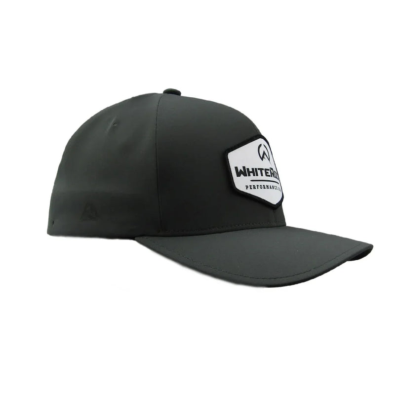 Load image into Gallery viewer, Grey White Rock performance baseball cap with curved brim and logo patch front
